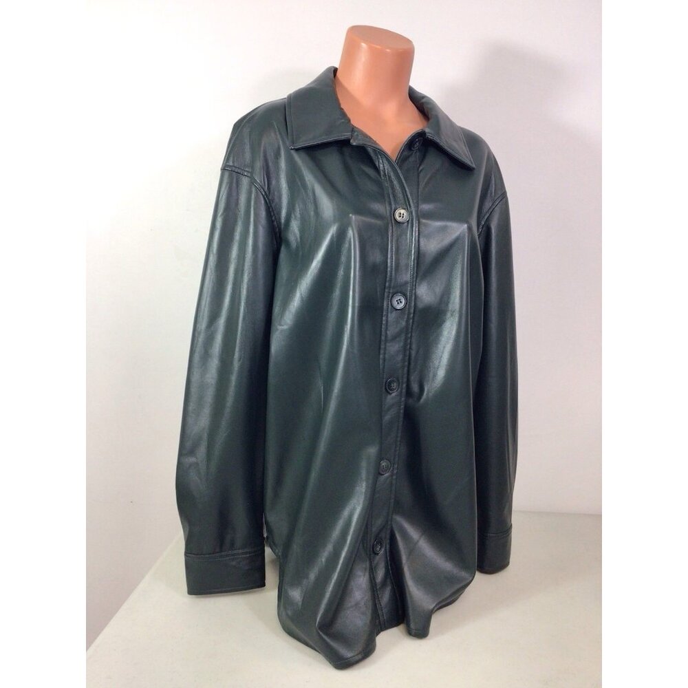 Maison Cinqcent Green Leather Shirt Womens Large